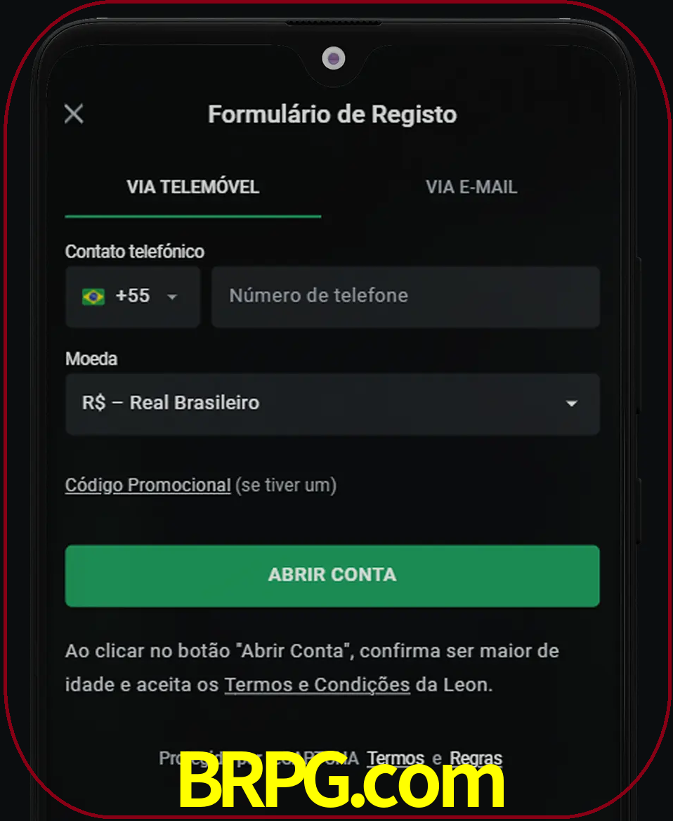 Abra o aplicativo e inicie o processo de registro.